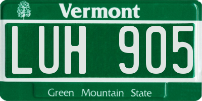 VT license plate LUH905