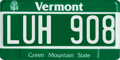 VT license plate LUH908