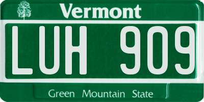 VT license plate LUH909