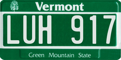 VT license plate LUH917