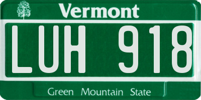 VT license plate LUH918