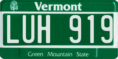 VT license plate LUH919