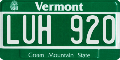 VT license plate LUH920