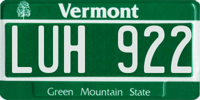 VT license plate LUH922