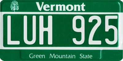 VT license plate LUH925