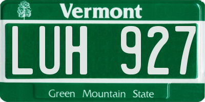 VT license plate LUH927