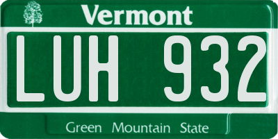 VT license plate LUH932