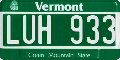 VT license plate LUH933