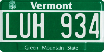 VT license plate LUH934