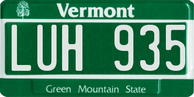 VT license plate LUH935