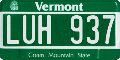 VT license plate LUH937