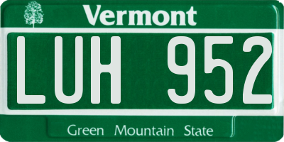 VT license plate LUH952