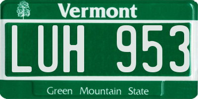 VT license plate LUH953