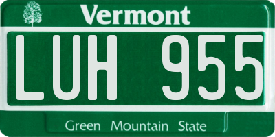 VT license plate LUH955