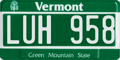 VT license plate LUH958