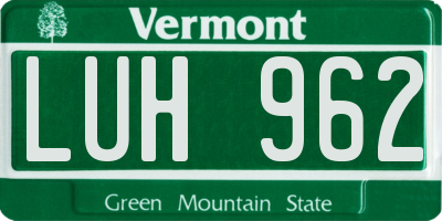 VT license plate LUH962