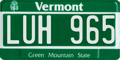 VT license plate LUH965
