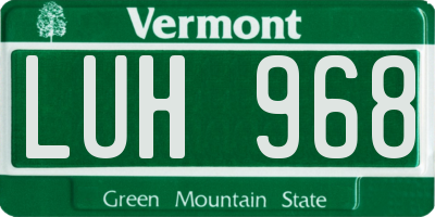 VT license plate LUH968
