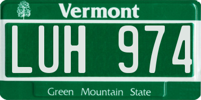 VT license plate LUH974