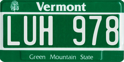 VT license plate LUH978