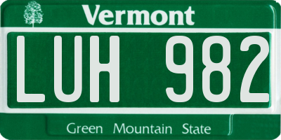 VT license plate LUH982