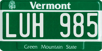 VT license plate LUH985