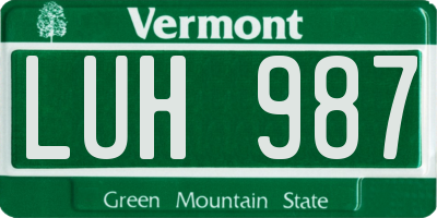 VT license plate LUH987