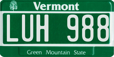 VT license plate LUH988