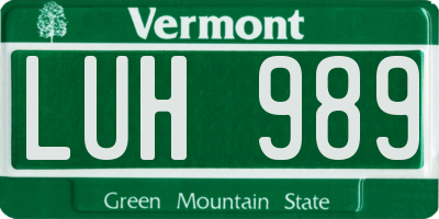 VT license plate LUH989