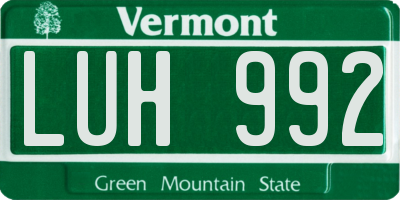 VT license plate LUH992