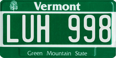 VT license plate LUH998