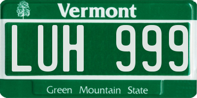 VT license plate LUH999