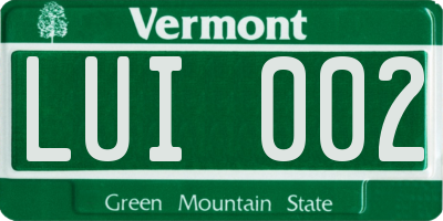 VT license plate LUI002