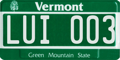 VT license plate LUI003