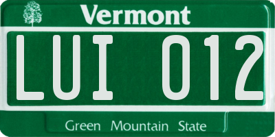 VT license plate LUI012