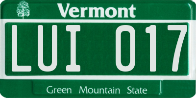 VT license plate LUI017