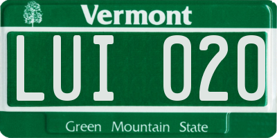 VT license plate LUI020