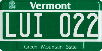 VT license plate LUI022