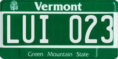 VT license plate LUI023