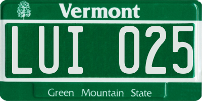 VT license plate LUI025