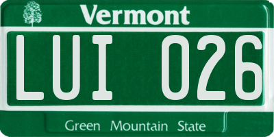 VT license plate LUI026