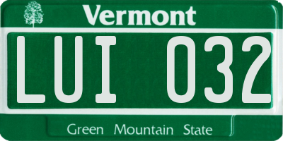 VT license plate LUI032