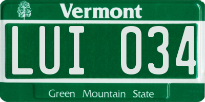 VT license plate LUI034