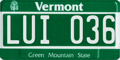 VT license plate LUI036