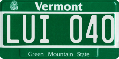 VT license plate LUI040