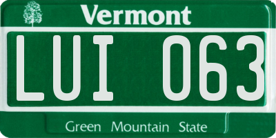 VT license plate LUI063