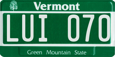 VT license plate LUI070