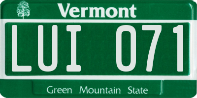 VT license plate LUI071