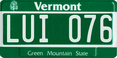 VT license plate LUI076