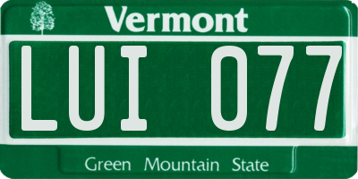 VT license plate LUI077